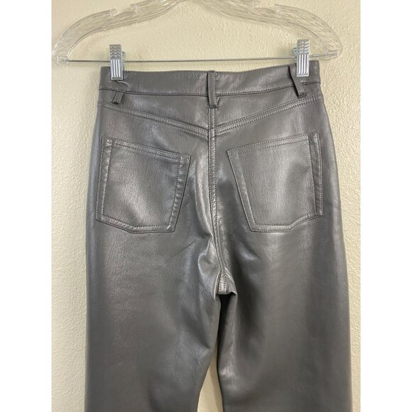 Aritzia Wilfred The Melina Faux Leather Straight leg Pants Womens 2 Gray Green - Picture 16 of 16